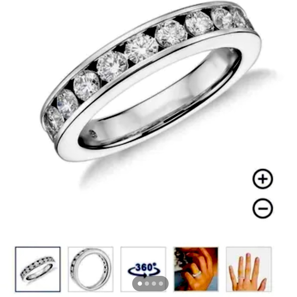 Blue Nile Channel Set 1 CT wedding/anniversary band set in platinum.